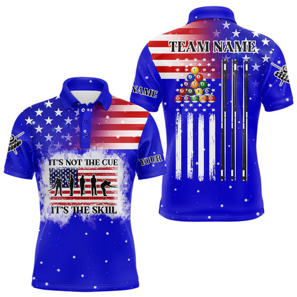 Maxcorners It'S Not The Cue It'S The Skill Custom Us Flag Billiard Shirts Patriotic Billiard Jersey |Blue