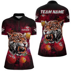 Maxcorners Funny Panther Flaming 8 Ball Billiard Pool Shirt For Men Custom Billiard Team Jerseys |Red