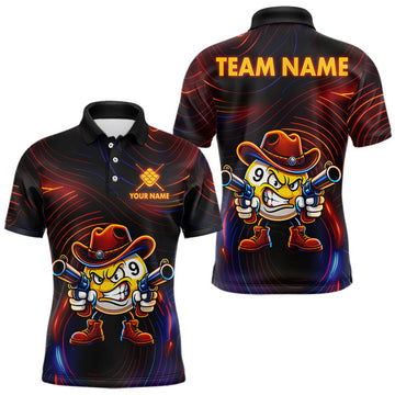 Maxcorners Funny Neon 9 Ball Billiard Shirt For Men Custom Pool Team Shirt, Billiard Jersey Polo & 1/4 Zip