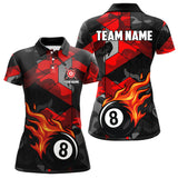 Maxcorners Red And Black Camo Billiard Shirt For Men Custom Flaming 8 Ball Pool Team Shirt, Billiard Jerseys LM0706