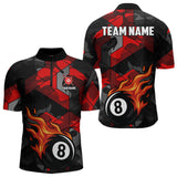 Maxcorners Red And Black Camo Billiard Shirt For Men Custom Flaming 8 Ball Pool Team Shirt, Billiard Jerseys LM0706
