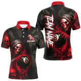 Maxcorners Grim Reaper Custom Flame 8 Ball Pool Billiard Shirt For Men, Black And Red Billiard Team Jerseys LM0706