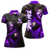 Maxcorners Grim Reaper Custom Flame 8 Ball Pool Billiard Shirt For Men, Purple Black Billiard Team Jersey LM0706
