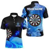 Maxcorners Custom Black And Blue Darts Shirt With Pocket Option For Men, Darts Jersey MT2808