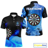 Maxcorners Custom Black And Blue Darts Shirt With Pocket Option For Men, Darts Jersey MT2808