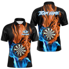 Maxcorners Blue And Orange Flaming Smoke Darts Shirt For Men Custom Darts Jersey Team Polo & Quarter Zip MT0111