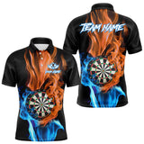 Maxcorners Blue And Orange Flaming Smoke Darts Shirt For Men Custom Darts Jersey Team Polo & Quarter Zip MT0111