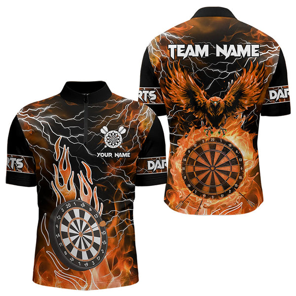 Maxcorners Orange Dart Board Fire Flame Custom Eagle Dart Shirts Thunder Lightning Dart Team Jerseys