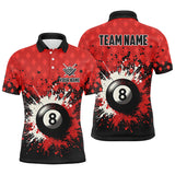 Maxcorners Personalized Red Grunge 8 Ball Pool Men Billiards Polo Shirts