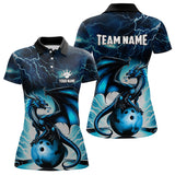 Maxcorners Blue Thunder Lightning Custom Dragon Bowling Shirts For Men, Bowling Team Jerseys Polo & 1/4 Zip