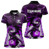 Maxcorners Purple Thunder Lightning Custom Dragon Bowling Shirts For Men, Bowling Team Jerseys Polo & 1/4 Zip