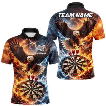 Maxcorners Personalized Eagle Water Fire Darts Shirt For Men, Lightning Darts Jersey Team Polo & 1/4 Zip LM1904