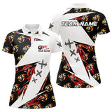 Maxcorners Personalized Billiard 8 Ball Fire Flame Pattern Men Polo Shirts Custom Team Name Billiard Jersey LM054