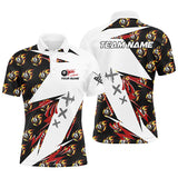 Maxcorners Personalized Billiard 8 Ball Fire Flame Pattern Men Polo Shirts Custom Team Name Billiard Jersey LM054