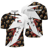 Maxcorners Personalized Billiard 8 Ball Fire Flame Pattern Men Polo Shirts Custom Team Name Billiard Jersey LM054
