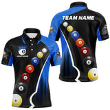 Maxcorners Personalized Black Blue Billiard Shirt For Men Custom Funny Pool Balls Team Jersey Polo & 1/4 Zip TU2907