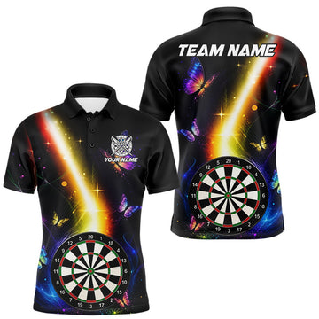 Maxcorners Personalized Glowing Light Butterfly Darts Shirts For Men Custom Darts Team Jersey, Darts Gifts LM0208
