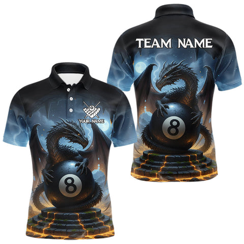 Maxcorners Custom Dragon Billiard Shirt For Men, 8 Ball Pool Jersey Billiard Team Shirt Polo & Quarter Zip TU0309