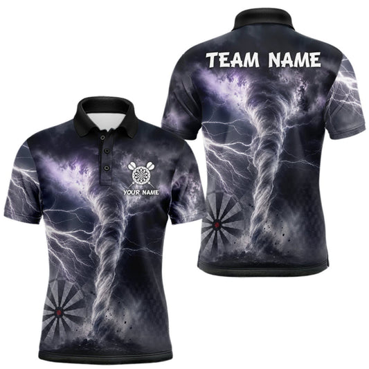 Maxcorners Personalized Thunder Lightning Tornado Darts Shirts For Men Custom Darts Team Jersey Polo, 1/4 Zip LM0409