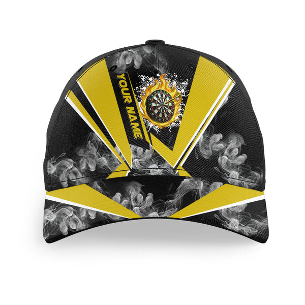 Maxcorners Darts Black Yellow Smoke Personalized Name 3D Cap