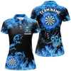 Maxcorners Fire Flame Darts Board Custom Skull Dart Shirts For Women, Death Skeleton Scary Dart Jerseys | Blue