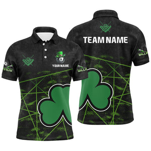 Maxcorners Billiards Black Green St Patrick's Day Shamrock Personalized Name 3D Shirt