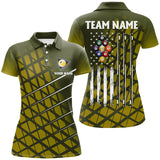 Maxcorners Personalized Yellow Retro American Flag Women Billiard Shirts Custom 9 Ball Pool Billiard Jerseys