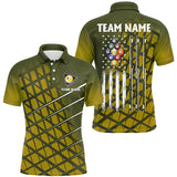 Maxcorners Personalized Yellow Retro American Flag Men Billiard Shirts Custom 9 Ball Pool Billiard Jerseys