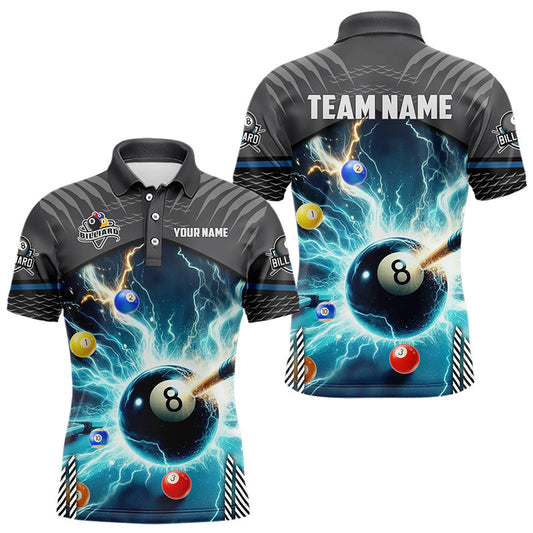 Maxcorners Personalized Striking Thunder Lightning Billiard Shirts For Men Custom Billiard Sport Jerseys