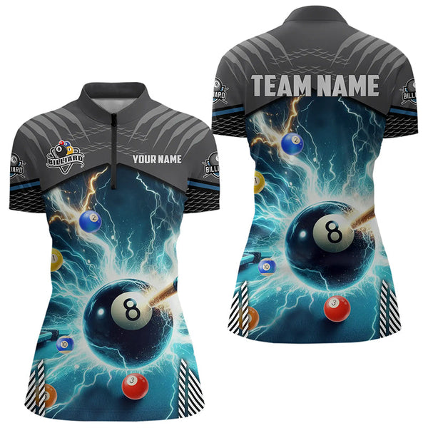 Maxcorners Personalized Striking Thunder Lightning Billiard Shirts For Women Custom Billiard Sport Jerseys