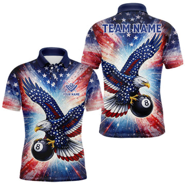 Maxcorners Personalized American Flag Eagle 8 Ball Billiard Shirt For Men, Patriotic Pool Team Jersey LM0402