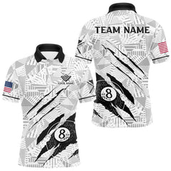 Maxcorners Personalized Funny Scratch 8 Ball Pool Billiard Polo, 1/4 Zip For Men Custom Team Billiard Jersey MT1006