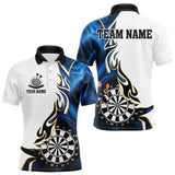Maxcorners Personalized Blue Flaming Darts Jersey For Men Custom Darts Team Shirts Polo & Quarter Zip LM0803
