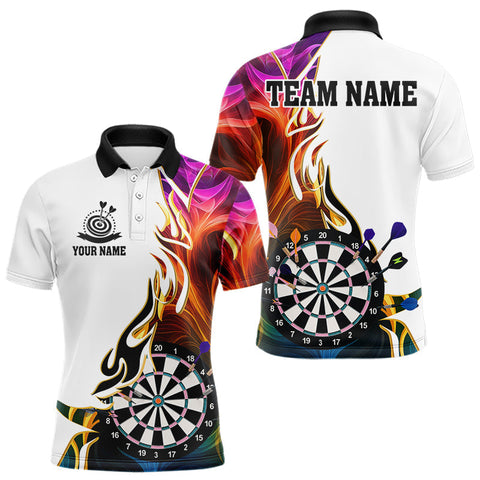 Maxcorners Personalized Colorful Flaming Darts Jersey For Men Custom Darts Team Shirts Polo & Quarter Zip LM0803