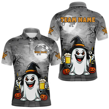 Maxcorners Funny Ghostly Beer Halloween Billiard Shirt For Men Custom Halloween Gifts For Pool Player LM1903
