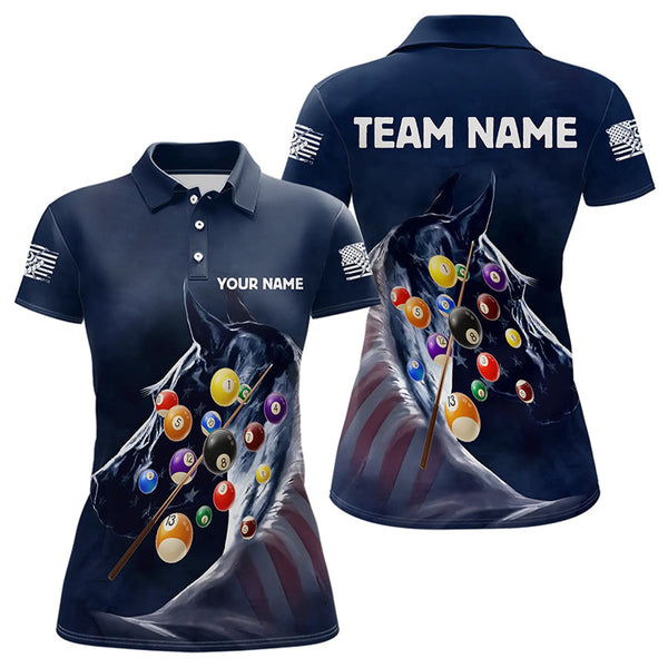 Maxcorners Personalized See Waves 3D Billiard Balls Pool Shirts For Women Custom Blue Navy Billiard Jerseys