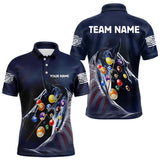 Maxcorners Personalized See Waves 3D Billiard Balls Pool Shirts For Men Custom Blue Navy Billiard Jerseys