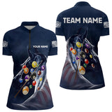 Maxcorners Personalized See Waves 3D Billiard Balls Pool Shirts For Men Custom Blue Navy Billiard Jerseys