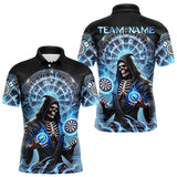 Maxcorners Funny Blue Icy Dartboard Grim Reaper Shirt Custom Darts Jersey Team Polo & 1/4 Zip For Men  LM0803