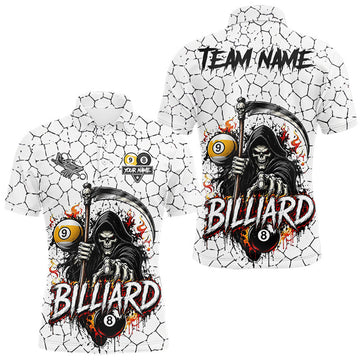 Maxcorners Grim Reaper 8 Ball & 9 Ball Pool Crack Pattern Billiard Shirt For Men Custom Billiard Team Jersey LM0208