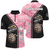 Maxcorners Aim Focus Throw Repeat Custom Pink Camouflage Darts Shirts For Men, Funny Saying Dart Jerseys