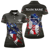 Maxcorners Personalized Grey Grunge American Flag Billiard Shirts For Men And Women Custom Patriotic Billiard Jerseys