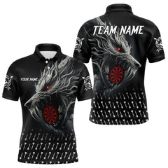 Maxcorners Personalized Viking 3D Wolf Dart Shirts For Men Custom Black Dart Team Jerseys Polo & Quarter Zip