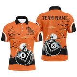 Maxcorners Funny Skeleton Hugging 8 Ball Pool Custom Orange Bowling Jersey Customized Name, Team Name 3D Shirt