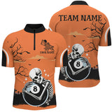 Maxcorners Funny Skeleton Hugging 8 Ball Pool Custom Orange Bowling Jersey Customized Name, Team Name 3D Shirt