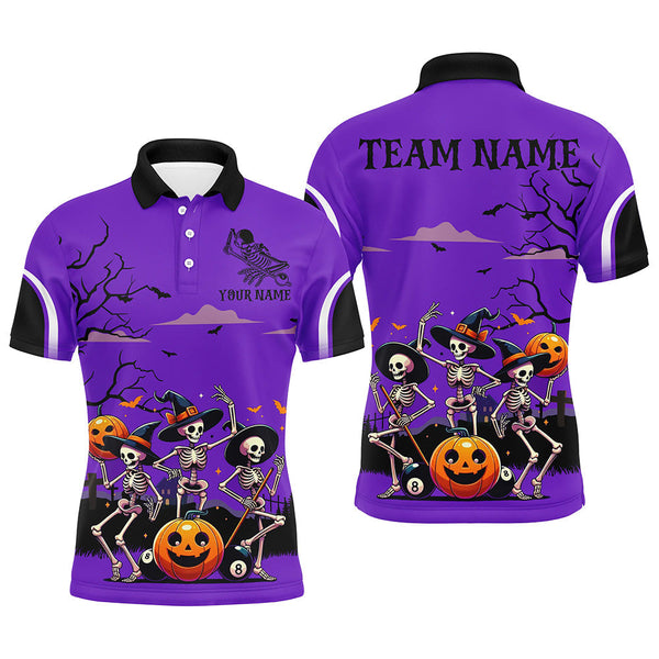 Maxcorners Purple Halloween Spook Night Skeleton Dance Bowling Jersey Customized Name, Team Name 3D Shirt