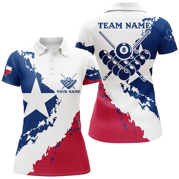 Maxcorners Pool Texas Flag Billiard Jersey Customized Name, Team Name 3D Shirt