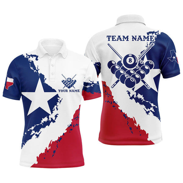 Maxcorners Pool Texas Flag Billiard Jersey Customized Name, Team Name 3D Shirt