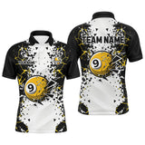 Maxcorners Funny 9 Ball Pool Crack Pattern Custom Men Billiard Polo & 1/4 Zip Shirts, 9 Ball Billiard Jerseys