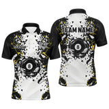 Maxcorners Funny 8 Ball Pool Crack Pattern Custom Men Billiard Polo & 1/4 Zip Shirts, 8 Ball Billiard Jerseys